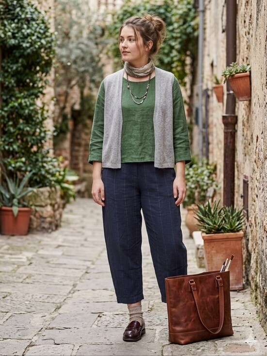 oska Pants - $289 OSKA 3 Barrel Wide Leg US 14 EUROPE MADE Pinstriped Cotton Baggy Pants 522